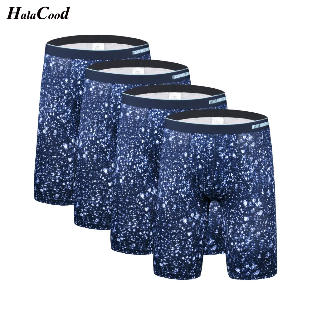 

4Pcs/lot Long Underpants Men Soft Cotton Boxers Shorts Mens Sexy Underwear Plus Size Comfortable Male Underwears Panties Homme