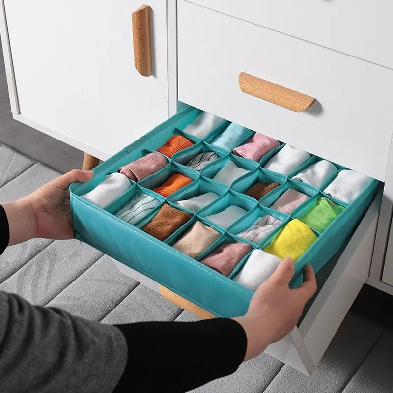 

Washable Drawer Organizers Storage Box Case For Bra Ties Underwear Socks Scarf Drawer Organizers Divider Lidded Closet Organizer