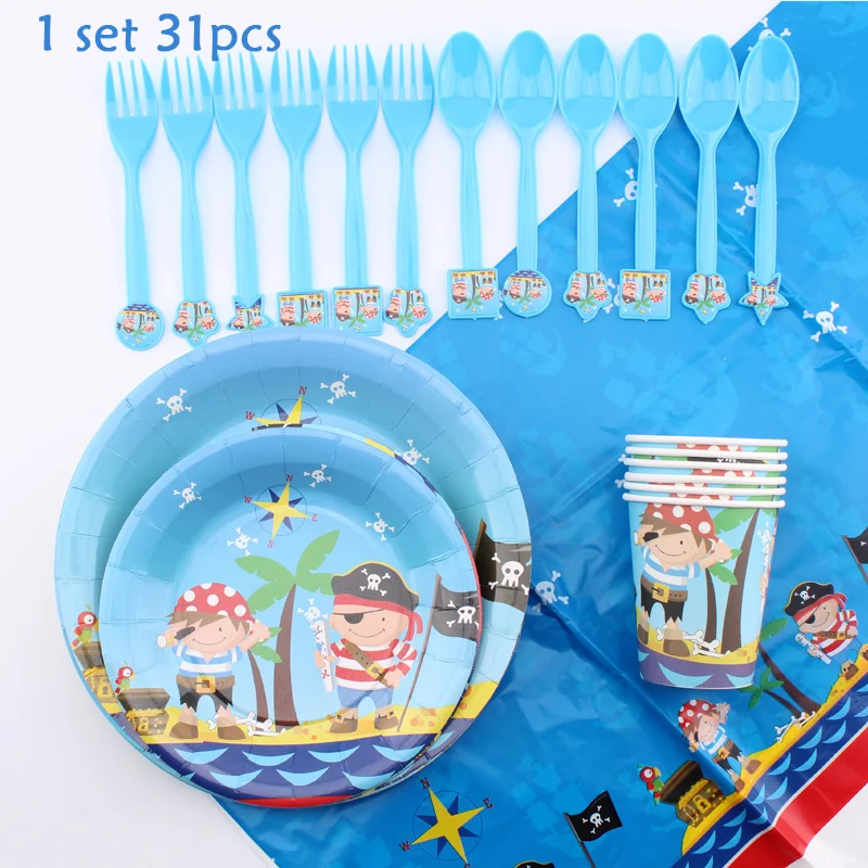 Пиратский Набор столовых приборов для мальчиков на день рождения детский