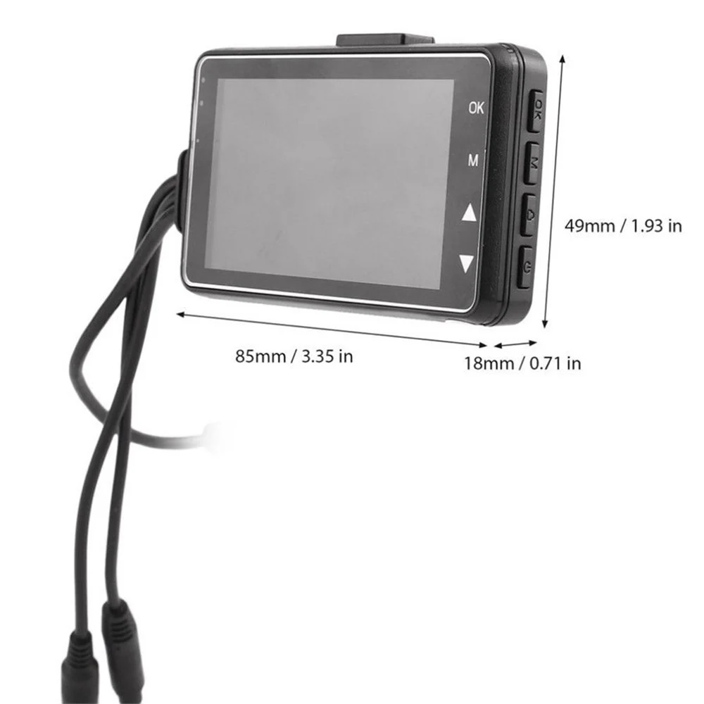 3-дюймовый ЖК-дисплей Экран 140 ° угол мотоциклов Dash Cam HD 1280P 720 двойного спереди