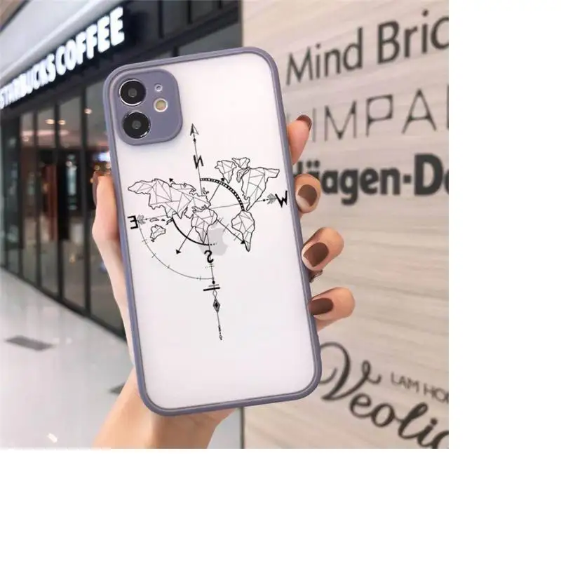 

Line art world map Phone Cases Matte transparent For Gray iPhone 12 Mini 11 Pro XR XS Max 7 8 Plus X Back Cover