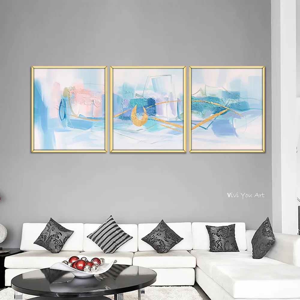 

Nordic Style Abstract Blue Orange Ink Painting Canvas Art Photo Handmade Frameless Wall Poster Living Room Home Decoration