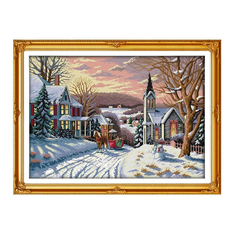 

Snowscape 11CT Pattern Counted On the canvas DMC 14CT Cross Stitch kits,needlework embroidery For Sets,DIY Crafts,ForHome Decor