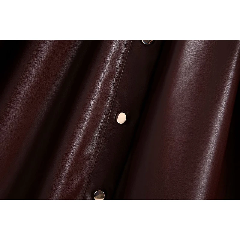 

YOSIBCD Women 2021 Fashion With Bow Faux Leather Blouses Vintage High Long Sleeve Female Shirts Blusas Chic Tops