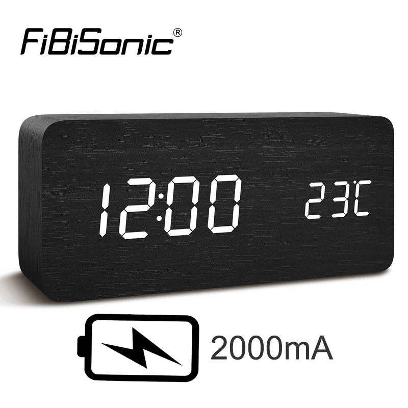 Деревянные светодиодные часы будильник FiBiSonic термометр цифровые настольные
