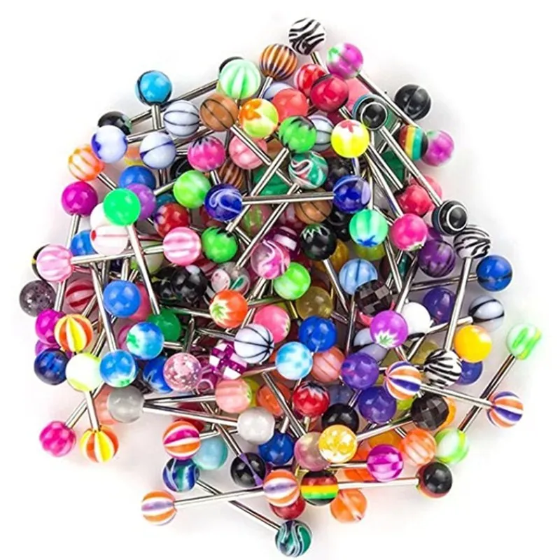 Набор из 10/20/30 шт. набор нержавеющей стали для пирсинга языка акриловая планка