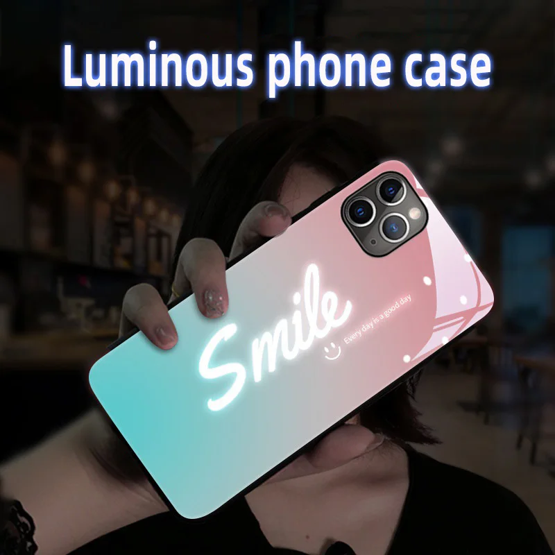 Улыбка с подсветкой мобильный телефон чехол для iphone XR SE2020 11 Pro XS Max Переливающаяся