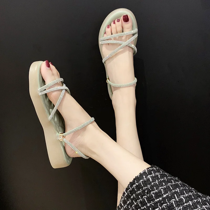 

Sandals fairy style summer thick bottomed diamond tide sandals for women kawaii shoes japanese shoes
