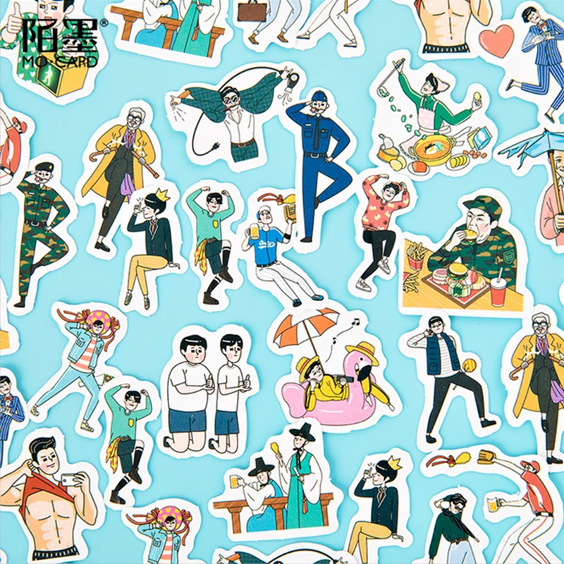 

46 pcs/pack Off-line boy Stickers Cute Diary Decoration Scrapbooking DIY seal Sticker Stationery