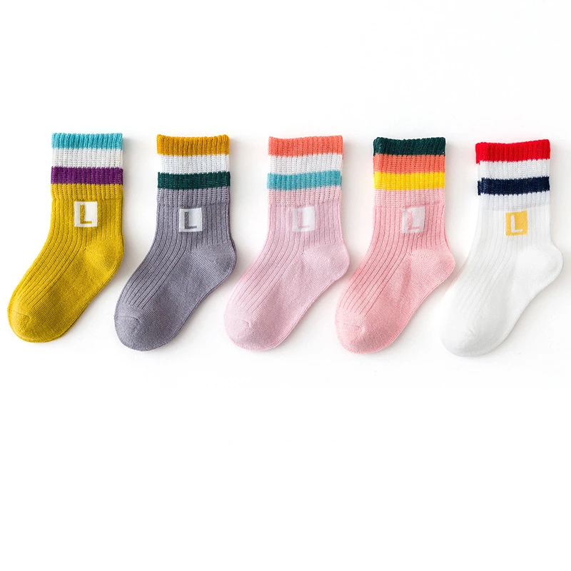 

5 Pair Girl Frilly Socks Boys And Girls Sock Children's Student Cotton Cartoon Socks Autumn And Winter Socks Kids Baby Socks
