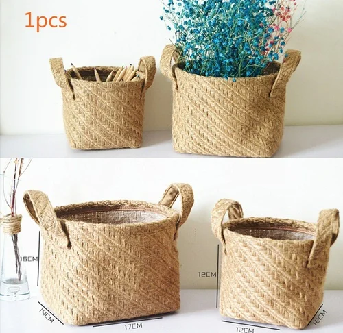 

1pcs Woven Twist Flower Basket Fruit Basket Storage Basket Desktop Storage Box Sundries Storage