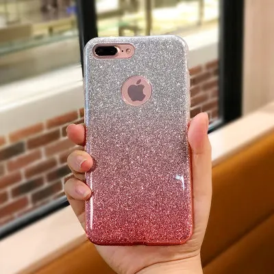 Pink Блестящий чехол для iphone X XS 11 Pro MAX XR 10 7 8 Plus 6s 6 7Plus градиентные цвета Мягкий ТПУ силиконовый прозрачный чехол - Цвет: Pink