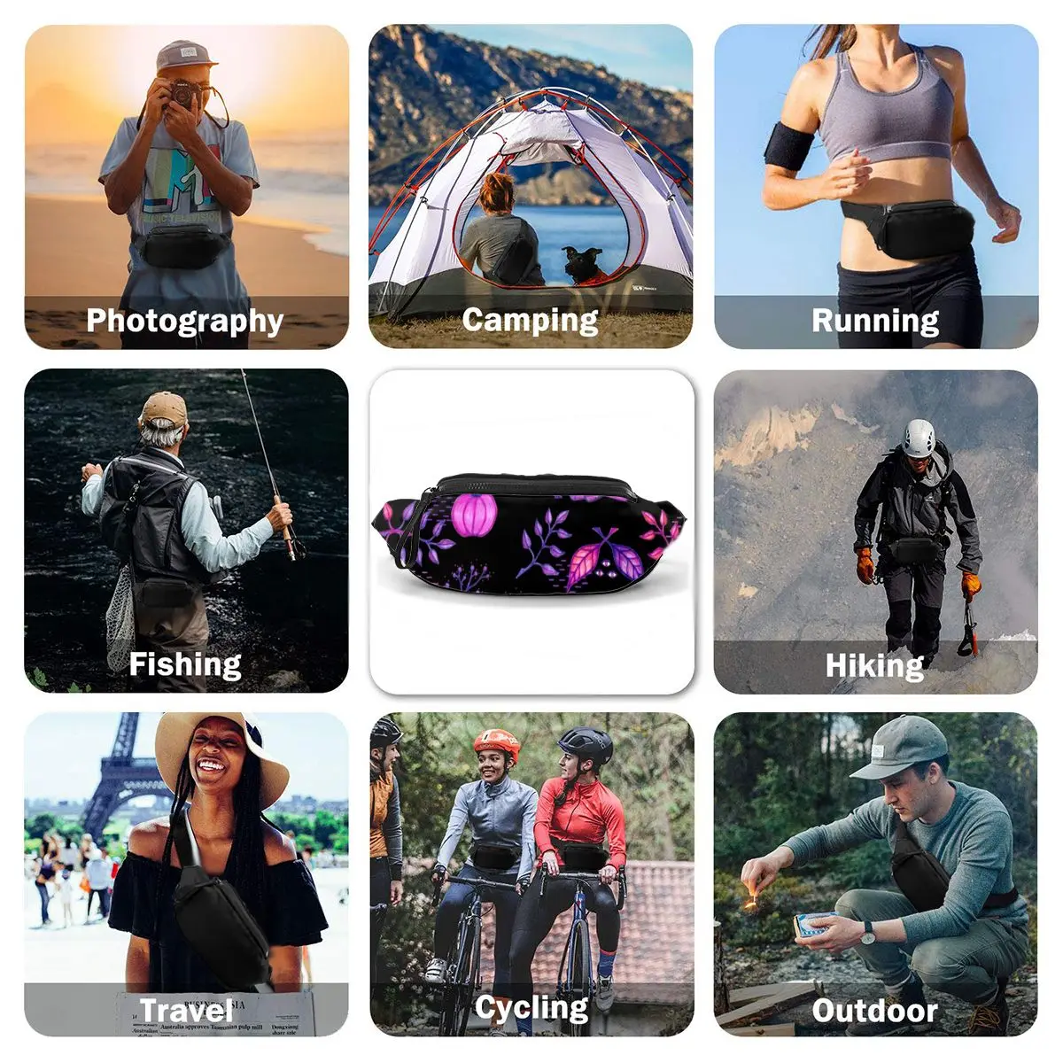 

Fire Waist Bag Fishing Men Waist Pack Polyester Print Bag