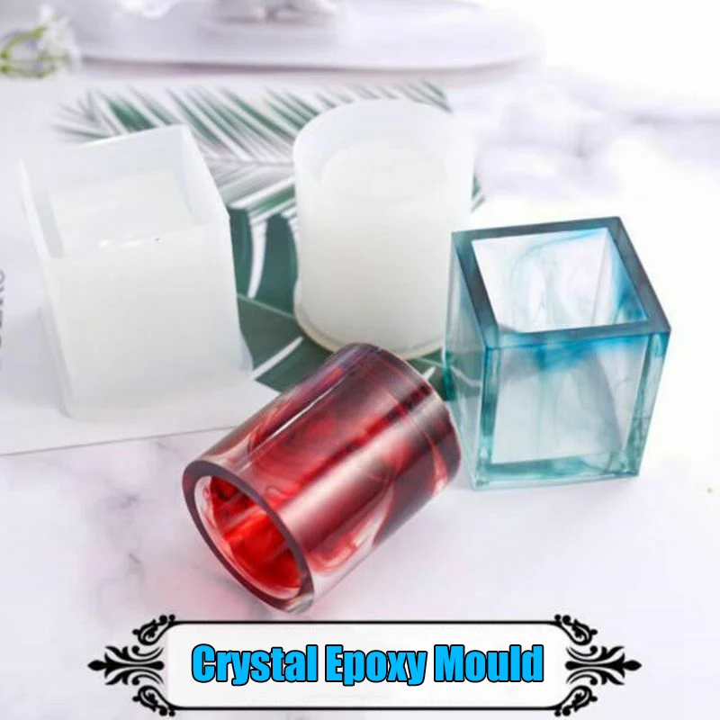 

Newly Square Round Pen Holder Mould Nordic Style Geometric Epoxy Dry Resin Decoration Craft Ornament Set Table Silicone Mold
