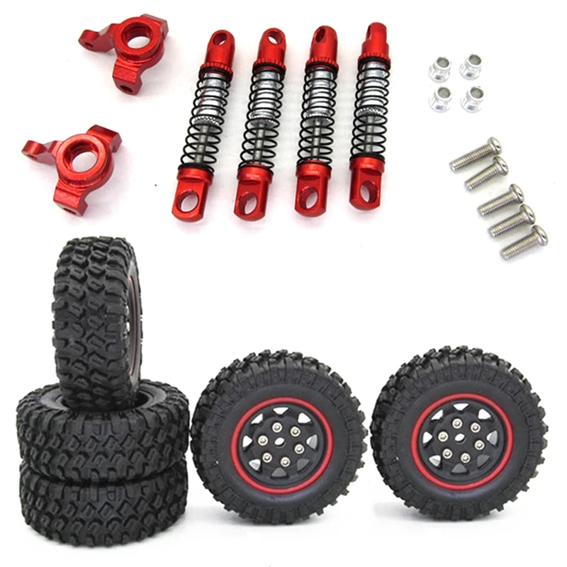 

1set for XIAOMI XMYKC01CM JIMNY 1/16 Metal Shock Absorber with Steering Cup Red & 5Pcs Rubber Spare Tires Tyre Wheel
