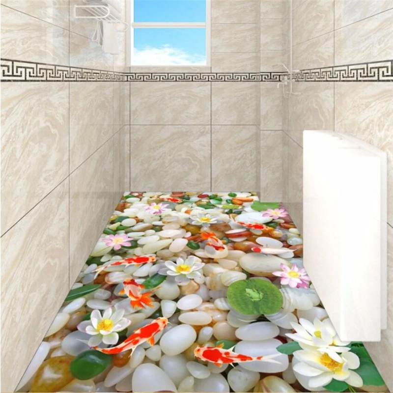 Напольное покрытие wellyu на заказ 3d обои цветы трехмерный Лотос карп фотография