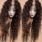 Малазийские U-образные кудрявые парики, человеческие волосы без шнурка, U-образные парики для женщин, бесклеевые, черные, коричневые, цвет 4 #