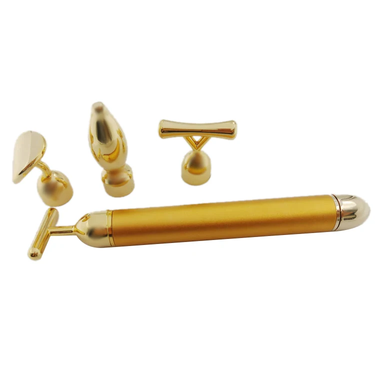 4 in 1 Combination Set Beauty Bar 24K Golden Pulse Facial Massager T-Shape Electric Sign Face Massage Tools for Sensitive Skin | Красота и