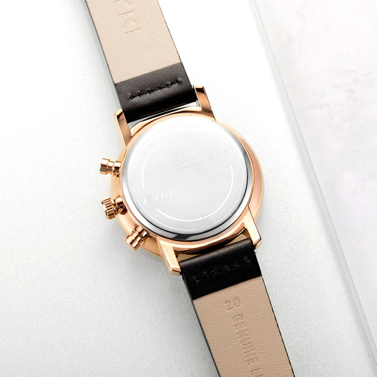 EYKI мужские часы с календарем кожаный ремешок ультратонкие водонепроницаемые