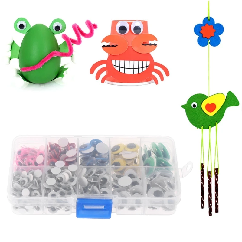 

500Pcs Self-adhesive Wiggly Wobbly Googly Eyes DIY Crafts Accessory Scrapbooking 54DF