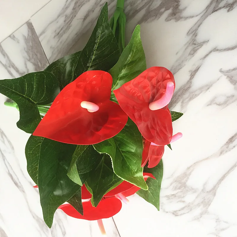 1 букет искусственных цветов красная ладонь искусственный антуриума свадебная