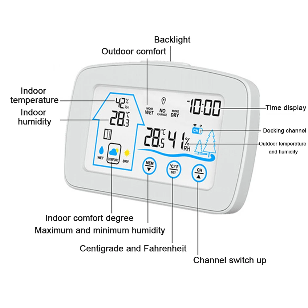 

YJ-5003 LCD Digital Clock Temperature Color Weather Station with Sensor Wireless Weather Clock Electronic Clock