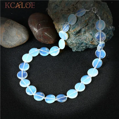 Opal KCALOE Круглый Розовый Кристалл Кварца Ожерелье с Камнями Аксессуары Модные Украшения На Шею Бусы Из Натурального Камня - Окраска металла: Opal