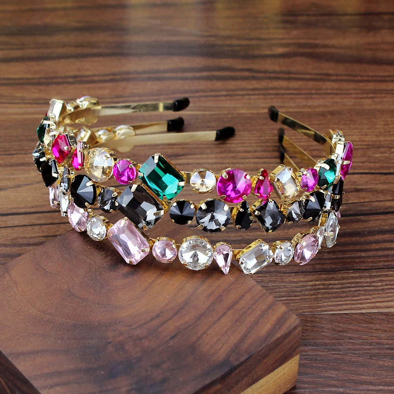 Ful Pink Crystal Headband Diamante Hairband For Women Girls Chic Hair Accessories