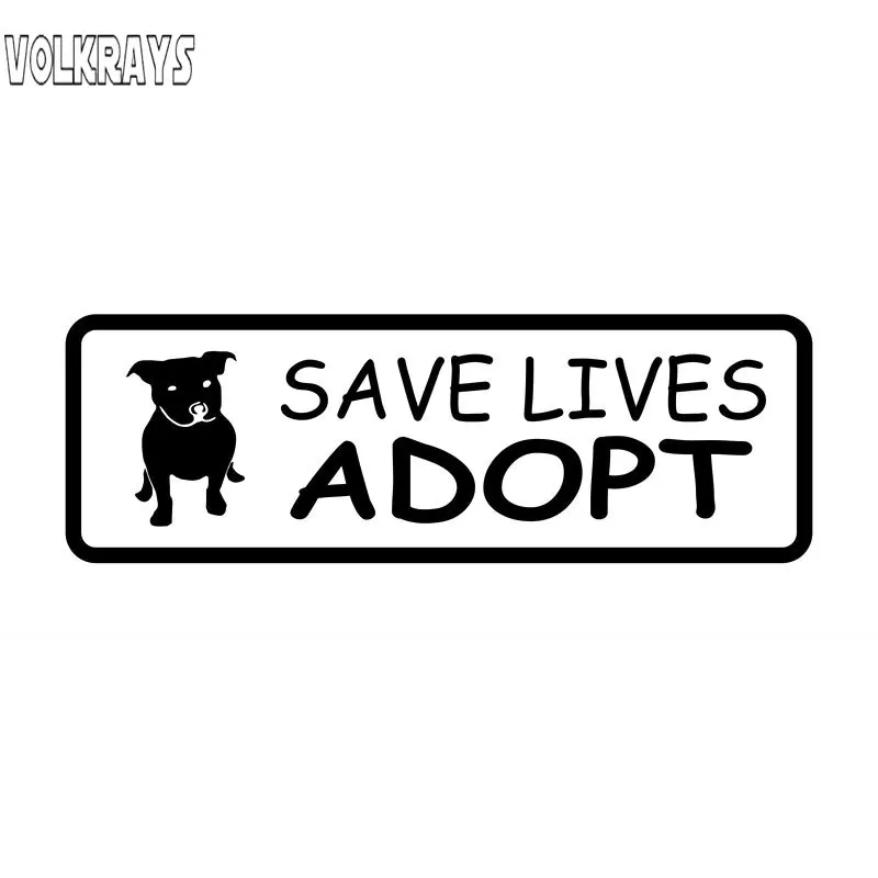Volkrays Personality Car Sticker Save Lives Adopt Pit Bull Dog Accessonlity Reflective Vinyl Decal Black/Sliver,5cm*18cm