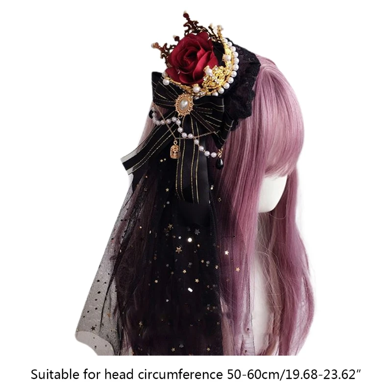 

Colors Opotional Hair Clip Simple Sweet Cute Gauze Lolita Crown Pearl Hairpin Girl's Hair Accessories with for Womens