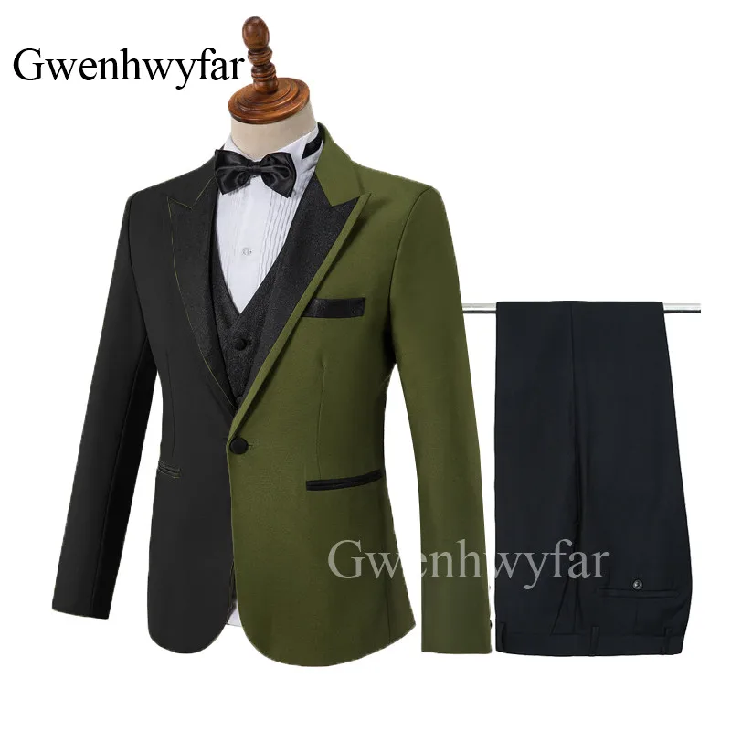 Gwinhwyfar Формальные черные армейские зеленые смешанные цвета мужские костюмы