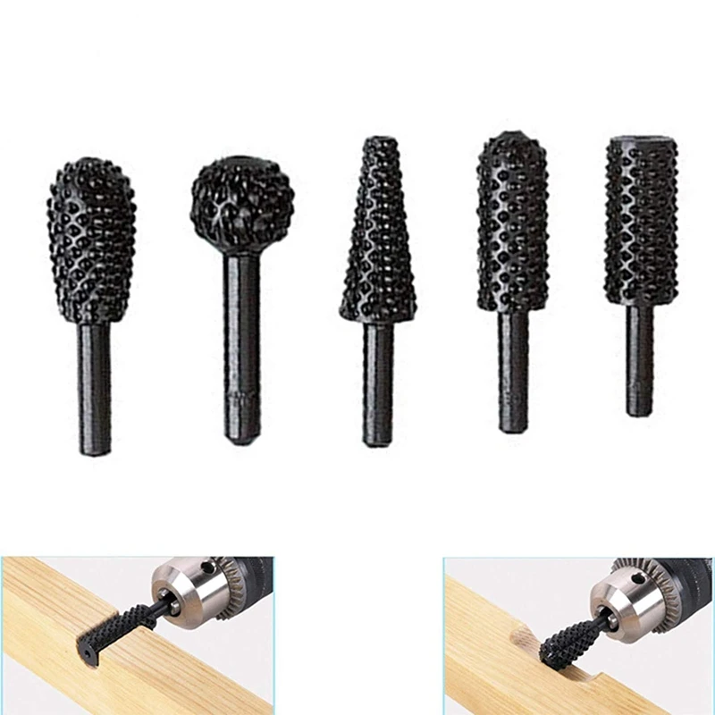 

10Pcs Woodworking Rotary Rasp Burr Set Carving File Rasp 1/4 inch 6Mm Shank Drill Bits Wood Plastic Carving Polishing Grinding