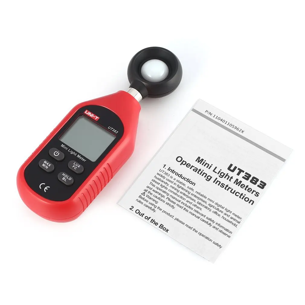 

UNI-T Light Meter UT383 Illuminance 200,000 Digital Luxmeter Luminance Lux Fc Test Max Min Illuminometers Photometer