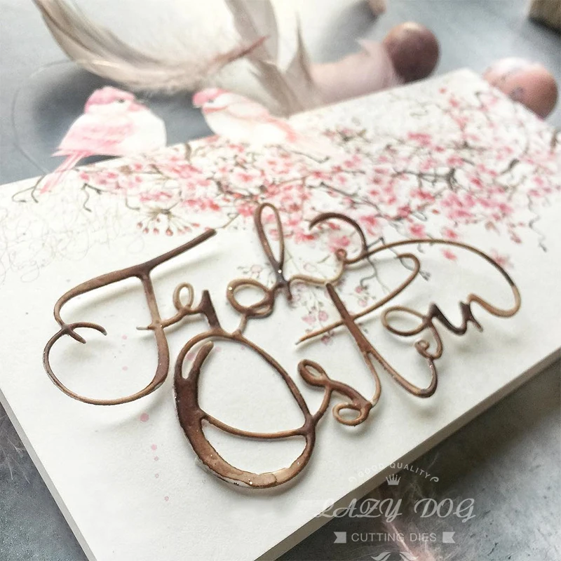 Металлические Вырубные штампы Frohe Ostern с надписью Happy Easter от немецкого