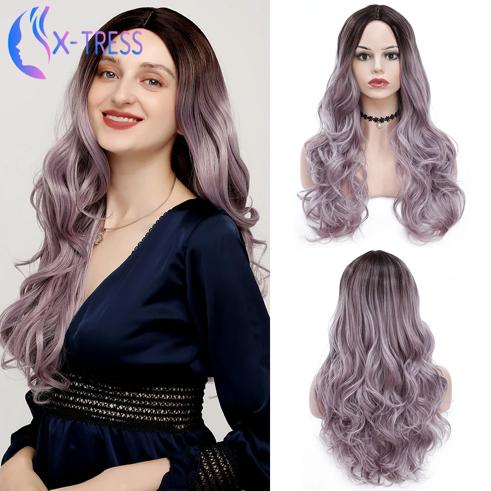 Черный корень светильник коричневые синтетические волосы парики длинные