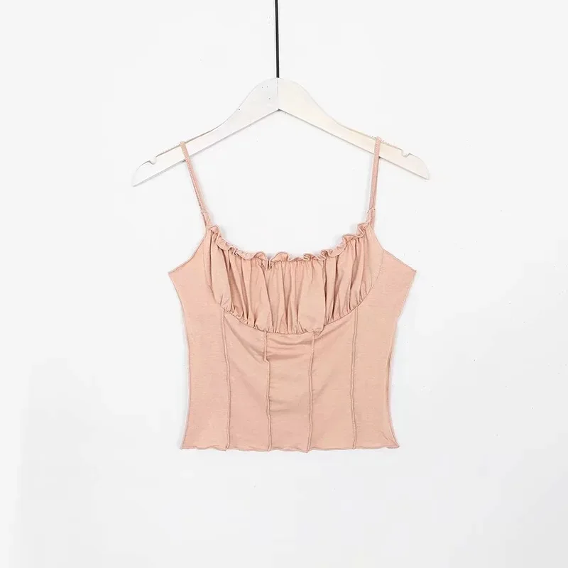 Сексуальный топ на тонких бретелях женские летние плиссированные шорты с рюшами