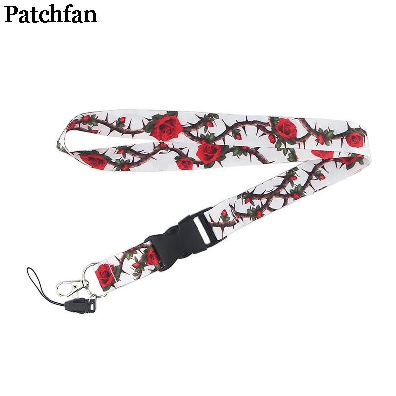Patchfan винтажные розовые цветы шнурки пара ID пропуск карты значок мультфильм шеи