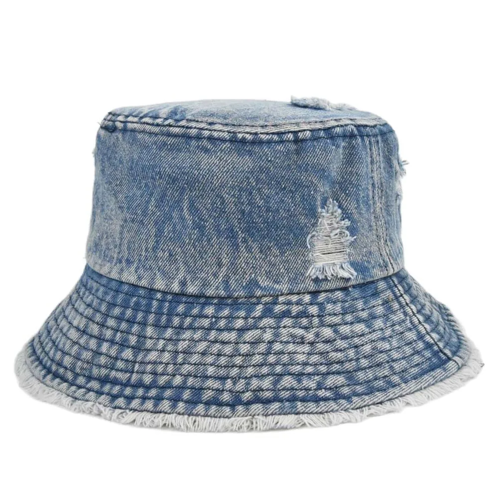 

Four Seasons Unisex Fisherman Hat Women's Fashion Cowboy Hole Simple Old Broken Edge Big Brim Couple Sun Hat Men