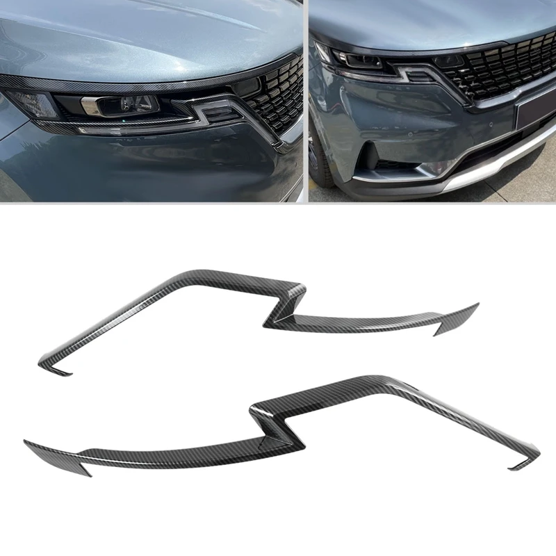 

Carbon Fiber Car Headlights Eyebrows Eyelids Cover Tirm for Kia Carnival 2021 Accessories