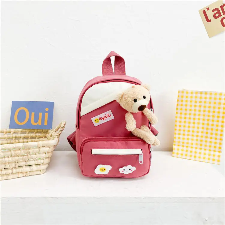 

New 2-6Y Cartoon Canvas Children School Backpack Kindergarten Animal Bear Kids Backpack School Bags for Girls Boy SchoolBag