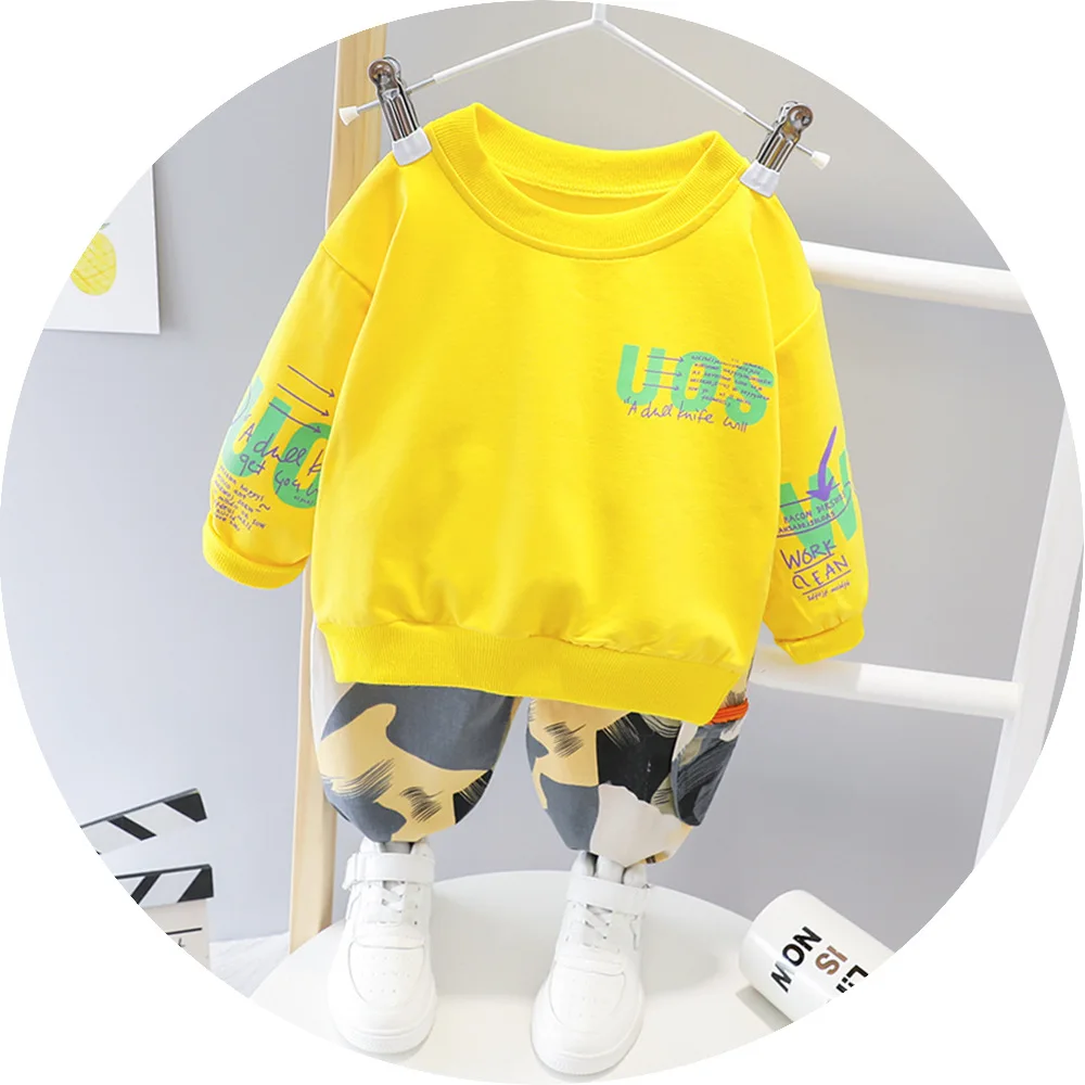 

2020 new children's clothing boy spring and autumn suit children autumn two-piece baby long-sleeved trousers sweater suit