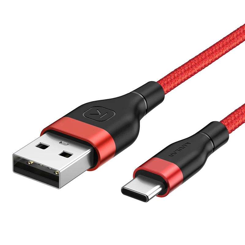 KUULAA usb type-C кабель для Xiaomi mi Red mi Note 7 Быстрая зарядка USB C зарядное устройство type-C провод для быстрой зарядки для samsung huawei Phone - Цвет: Red