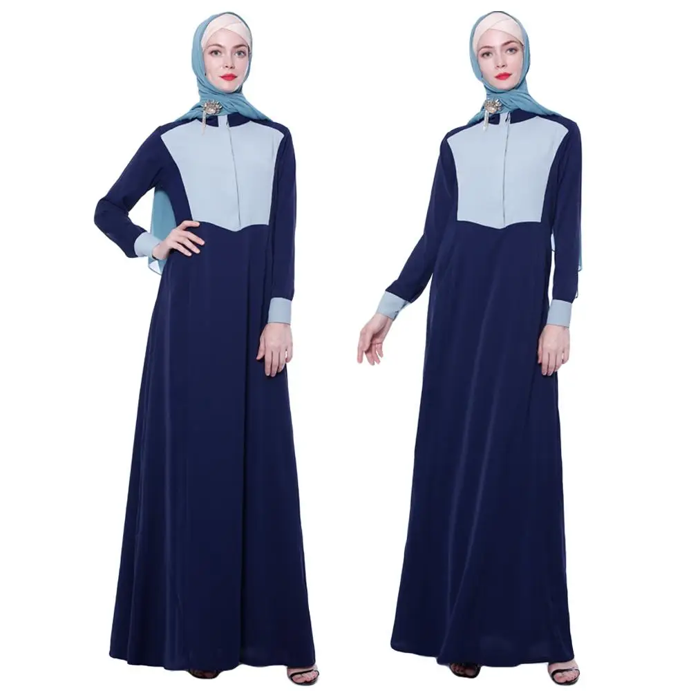 Модное женское платье с длинным рукавом, мусульманская абайя, мусульманское Макси-платье цзилбаб, арабское платье с цветными блоками, элега...