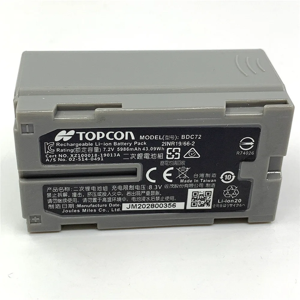 

NEW BDC72 Battery FOR Topcon GM-52 Total Station 7.2V Sokkia BDC72 5986mAh LI-ION Battery PACK