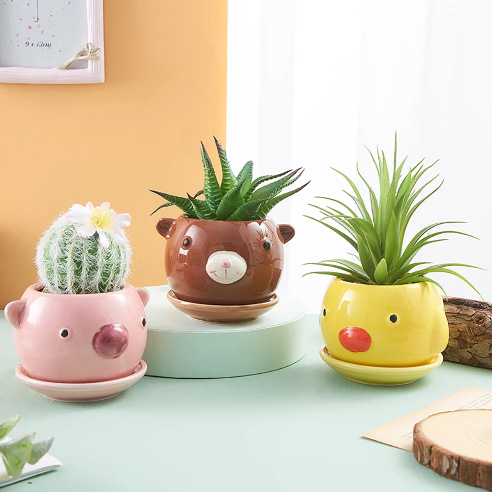 Милый цветочный горшок с животными европейский стиль сочные горшки для растений