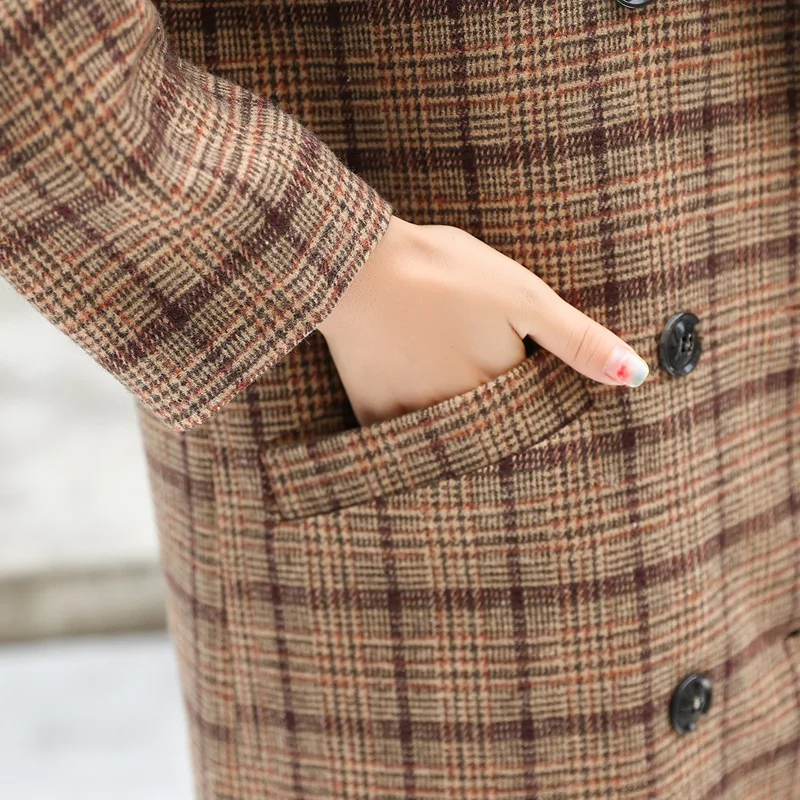 

Winter Coat Women Autumn Winter New Style Woolen Coat Woman Double Breasted Women's Jacket In A Long Korean Woollen Coat