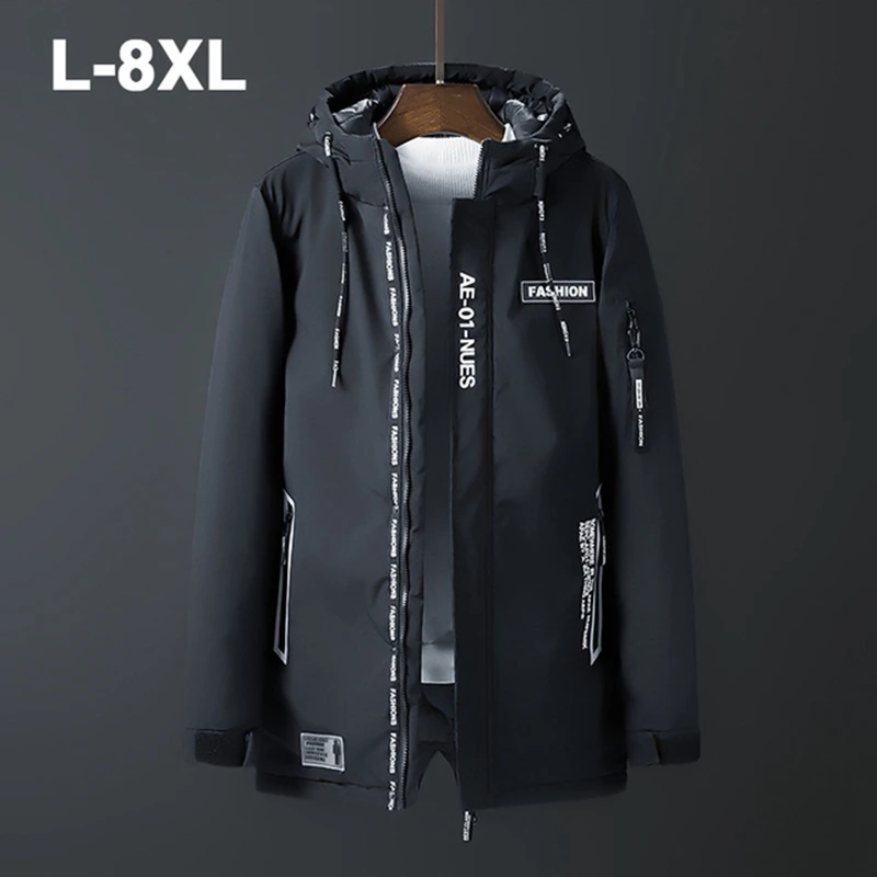 

New Men's Thick Winter Coat Cotton Coat Cotton Clothing Plus Fertilizer XL Warm Winter Hooded Cotton Jacket 8XL Tide Fat