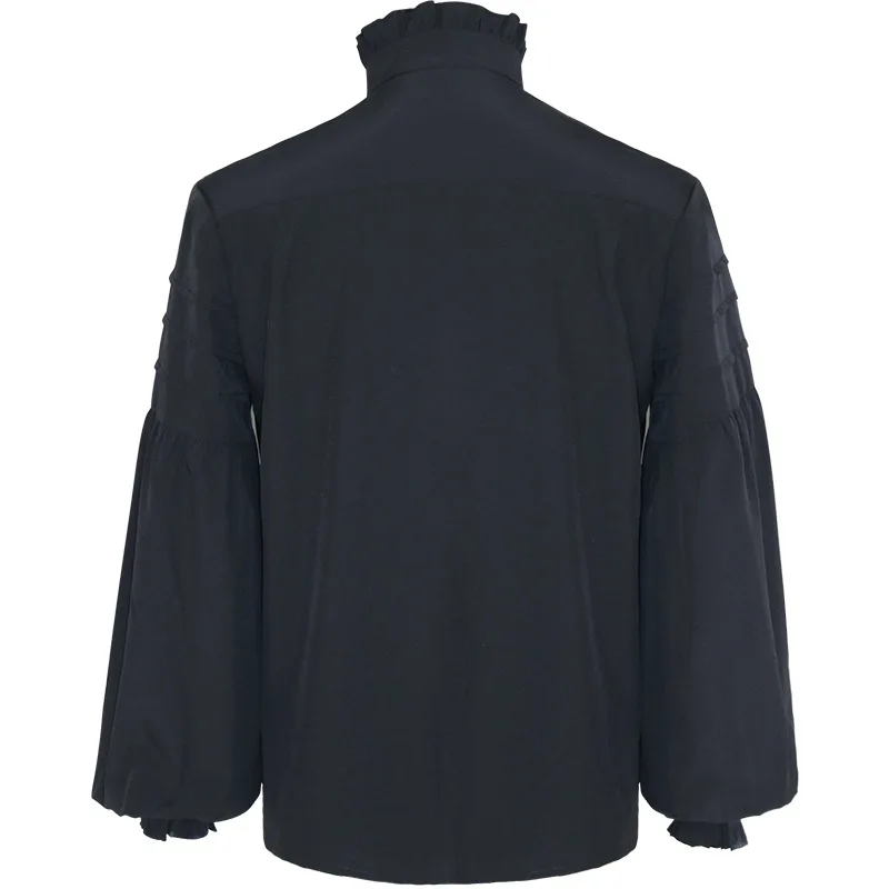 

New Punk Shirt Men Renaissance Clothing Shirt Middle Ages Steampunk Pirate Solid color Coat Lnside Cotton