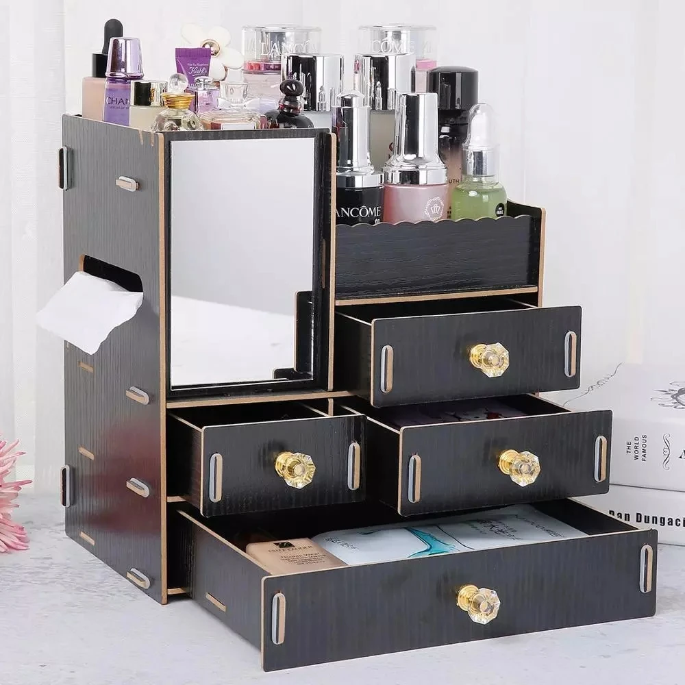 

Multi-layer Wooden Frame Large Cosmetic Makeup Jewelry Lipstick Storage Box Storage box