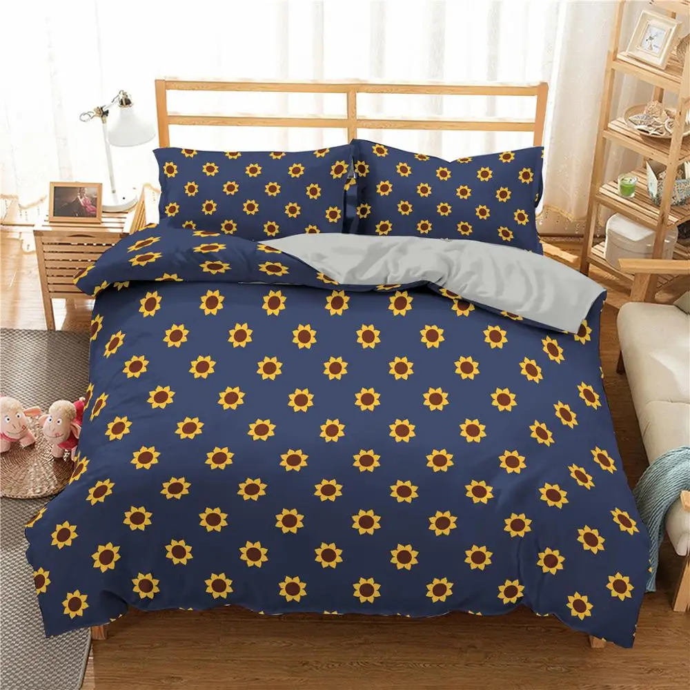 

Fresh Pastoral Style Bedding Collection 3D Sunflower Printing Bedding Linen 2/3 Quilt Cover Pillowcase